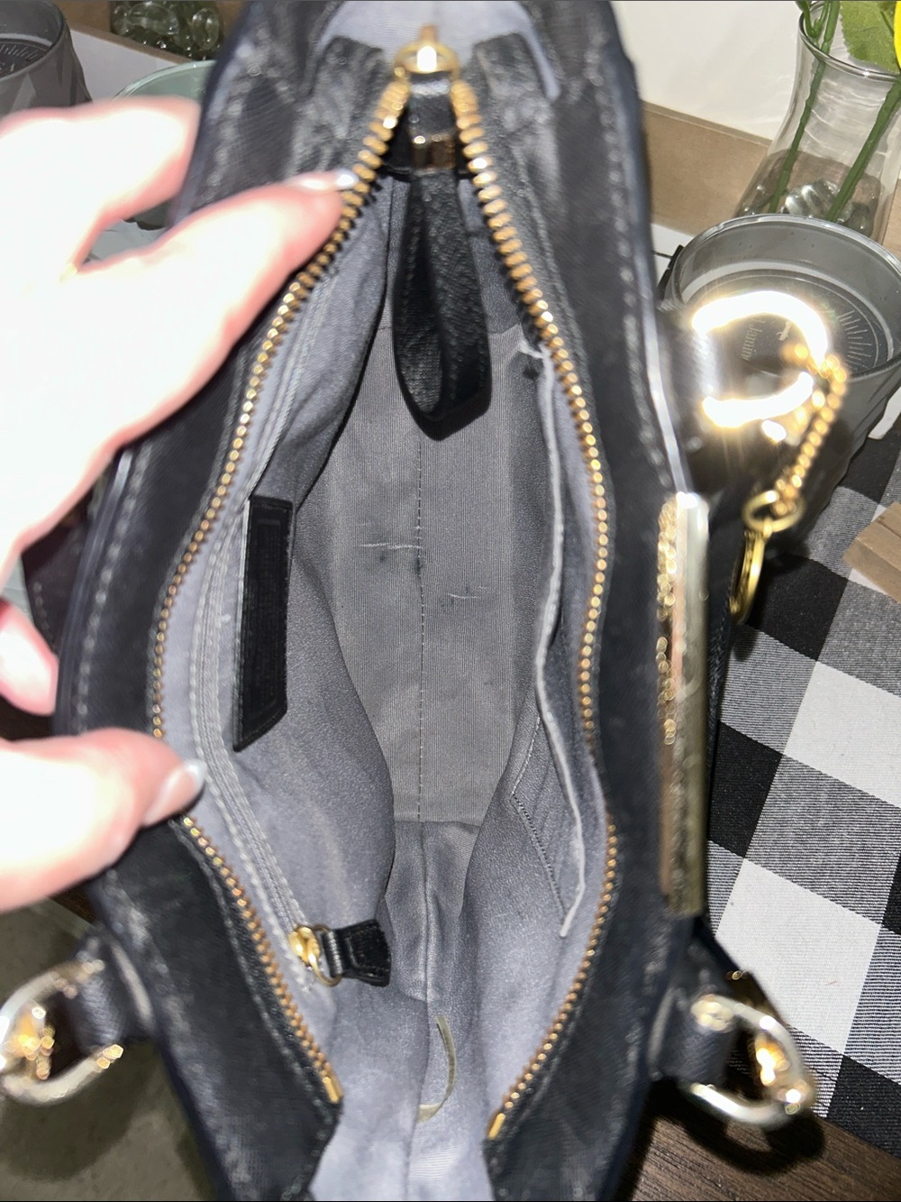 Coach Black Leather Small Tote with Gold Accents - Picture 5 of 9